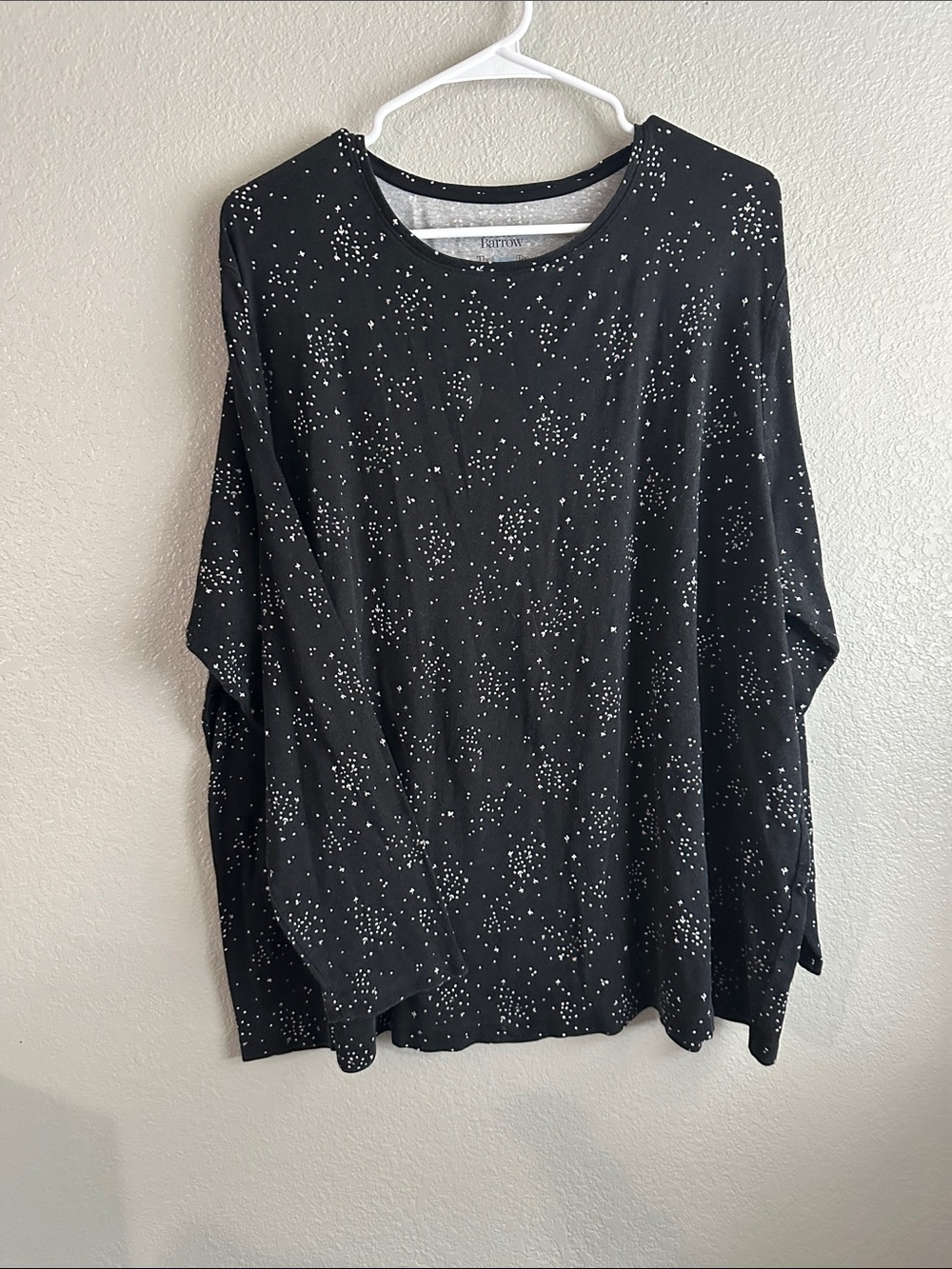 Eileen Fisher Black Top with White Speckle Print - Long Sleeve